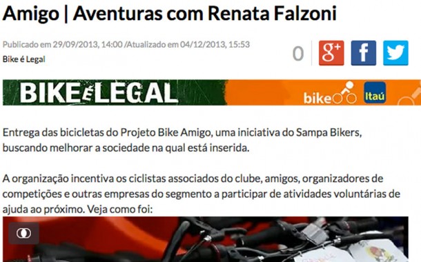 ESPN BRASIL – AVENTURAS COM RENATA FALZONI – Crianças recebem bicicletas do projeto Bike Amigo