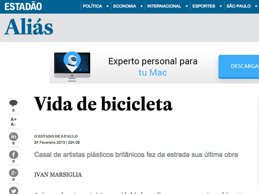 Jornal Estado de São Paulo – 25 de Fevereiro – Vida de Bicicleta